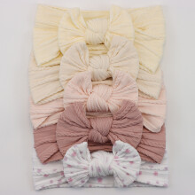 (B6)5Pcs Baby Bögen Stirnbänder Lot Elastische Stricken Neugeborenen Baby Mädchen Stirnband Set Kinder