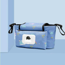 (Blau) Kinderwagen-Organizer-Tasche, Mumie, Wickeltasche, Haken, Kinderwagen, wasserdicht, großes Fassungsvermögen,