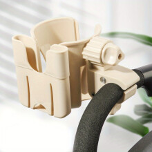 (Beige) 2-in-1 Universal-Wasserbecherhalter für Kinderwagen mit Handyhalter, universeller Flaschenhalter