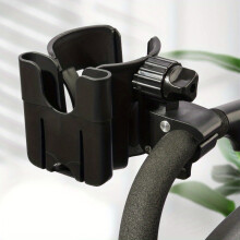 (Schwarz) 2-in-1 Universal-Wasserbecherhalter für Kinderwagen mit Handyhalter, universeller Flaschenhalter