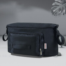 (Schwarz) Kinderwagen-Organizer-Tasche, Hot Mom Kinderwagen-Zubehör, mit Haken, Reisetasche für Rollstuhl,