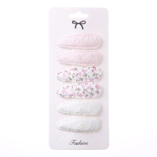(Style2-6PCS) Niedliche Stickerei Tropfenform Haarnadel Vintage Floral Mädchen BB Haarnadel Kopfbedeckung