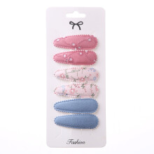 (Style1-6PCS) Niedliche Stickerei Tropfenform Haarnadel Vintage Floral Mädchen BB Haarnadel Kopfbedeckung