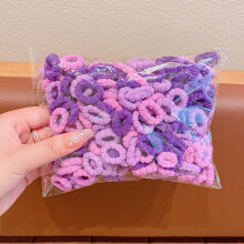 (Lila) 100 Teile/satz Kinder Nette Einfarbig Gitter Welle Elastische Haarbänder Baby Mädchen Scrunchies