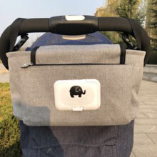(Grau) Kinderwagen-Organizer-Tasche, Mumie, Wickeltasche, Haken, Kinderwagen, wasserdicht, großes Fassungsvermögen,