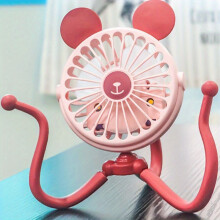 (Rosa) Kinderwagen-Ventilator mit Clip, lustiger Ventilator in Oktopusform mit flexiblem Stativ, wiederaufladbarer