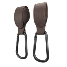 (Kaffee-2 Stück) PU-Leder-Babytasche, Kinderwagen-Haken, um 360 Grad drehbarer Warenkorb-Organizer,