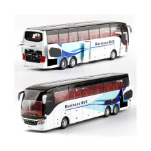 (B) 1:32 Hochwertiges Legierungs-Geschäftsbusmodell aus Metalldruckguss, Simulation eines luxuriösen Doppel-Sightseeing-Buszugs