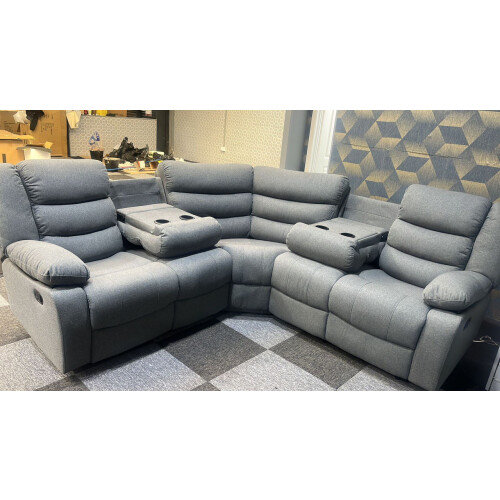 Furniture 786 Roman Fabric Recliner Corner sofa with Drink holder 2