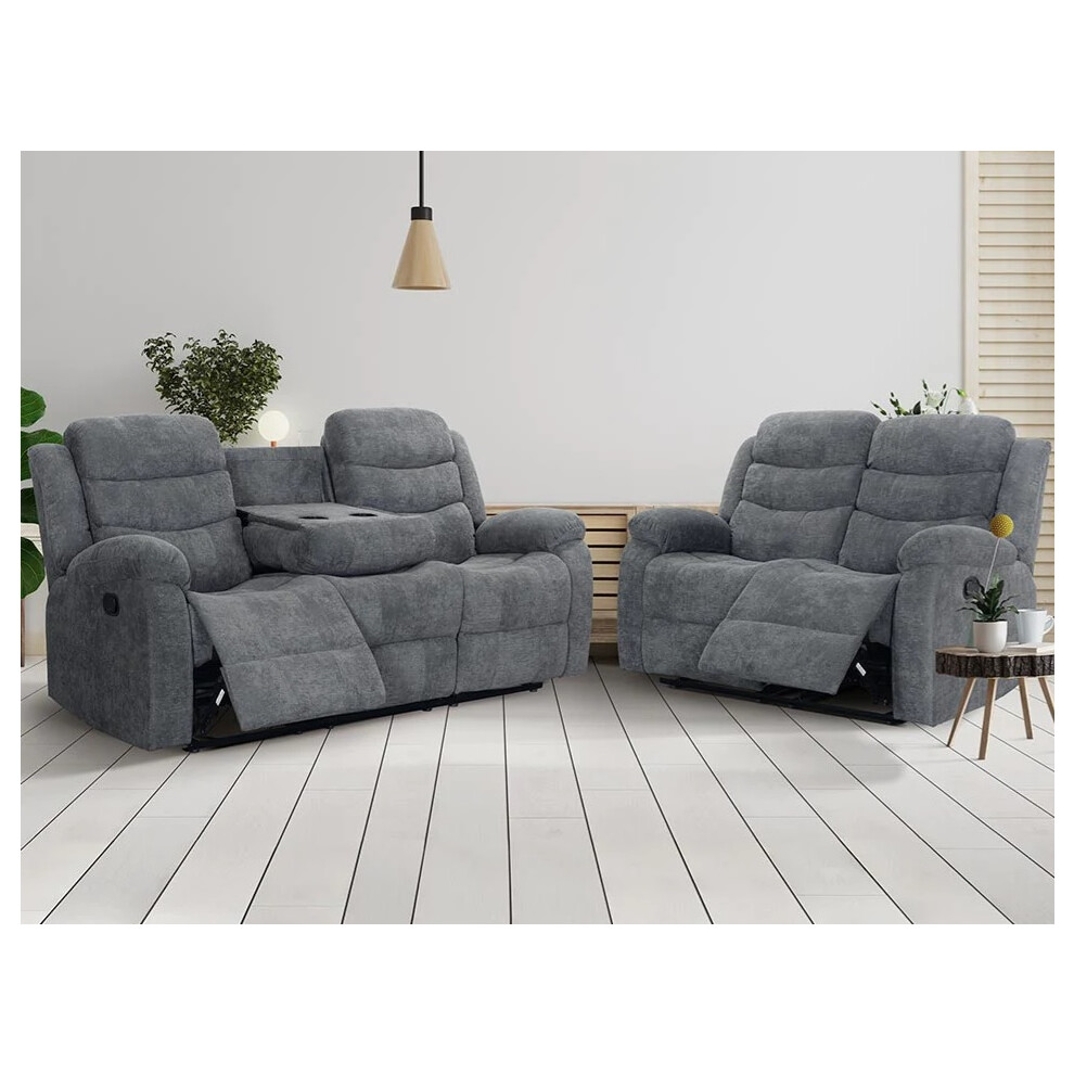 Roman Fabric Recliner 3+2 Seater sofa Set with Drink holder
