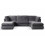 Furniture 786 (Full Back) Luxe U-Shaped Sofa Reversible Footstool Grey 1