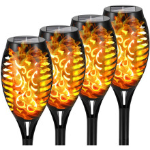 (4 Stück) 12 LED-Solar-Flammenlicht für den Außenbereich, wasserdichte 12 LEDs-Fackeln, Landschaftslampe,