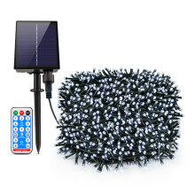 (WEIß - 50M 500LEDs) Solar-Lichterkette für den Außenbereich, wasserdichte Girlande, großes Solarpanel,