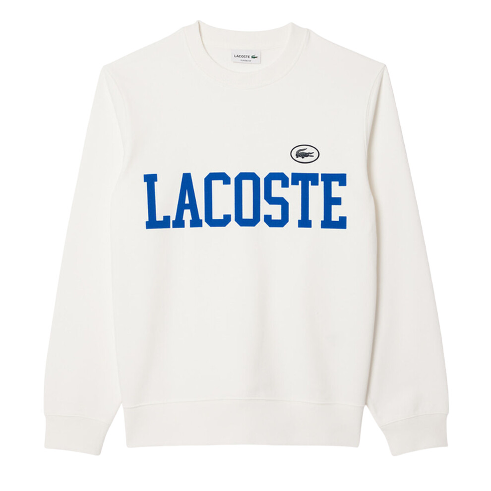(XL, Cream) Lacoste Mens Flocked Fleece Sweatshirt