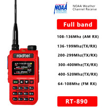 Roter Radtel RT-890 NOAA Wetterkanal - 6-Band Ham-Amateur 2-Wege Funkgerät / Walkie Talkie 999CH AM Air Aviation