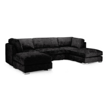 (Black) London U Shape Full Back Corner Sofa