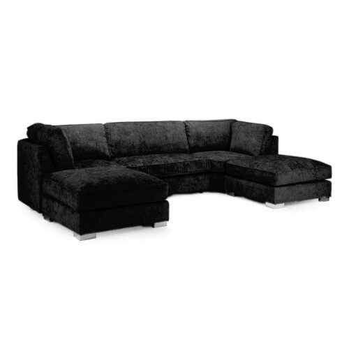 Snugg Furniture (Black) London U Shape Full Back Corner Sofa