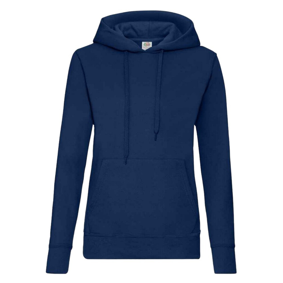 (M, Navy) Fruit of the Loom Classic Lady Fit Hooded Sweatshirt