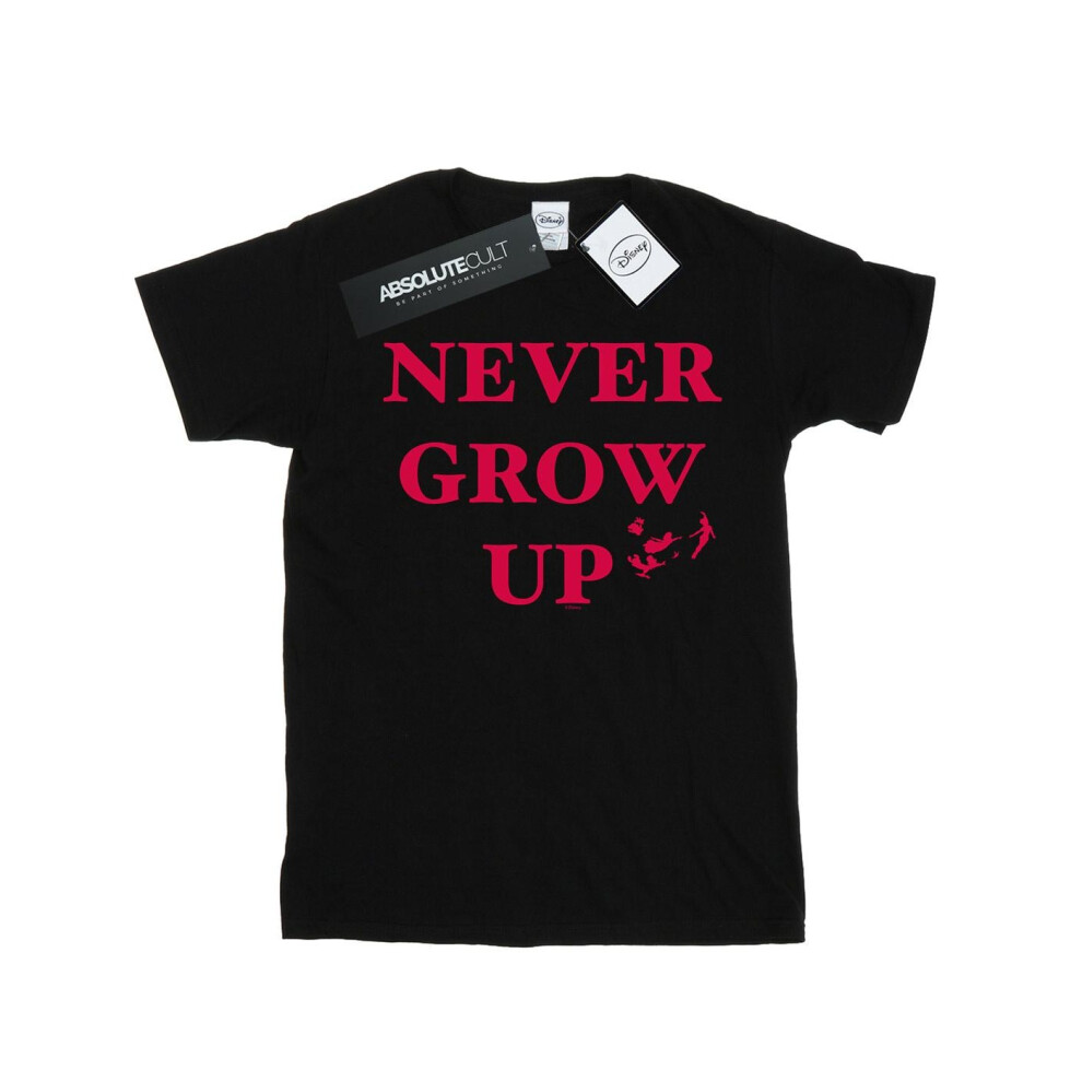 (XXL, Black) Disney Mens Peter Pan Never Grow Up T-Shirt