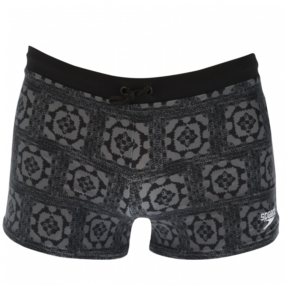 (XS, Black/Grey) Speedo Mens Valmilton Palm Leaf Swim Shorts