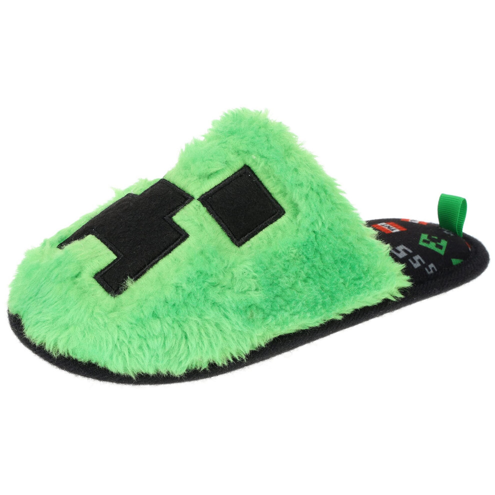 (S-M, Green) Minecraft Unisex Adult Creeper Slippers