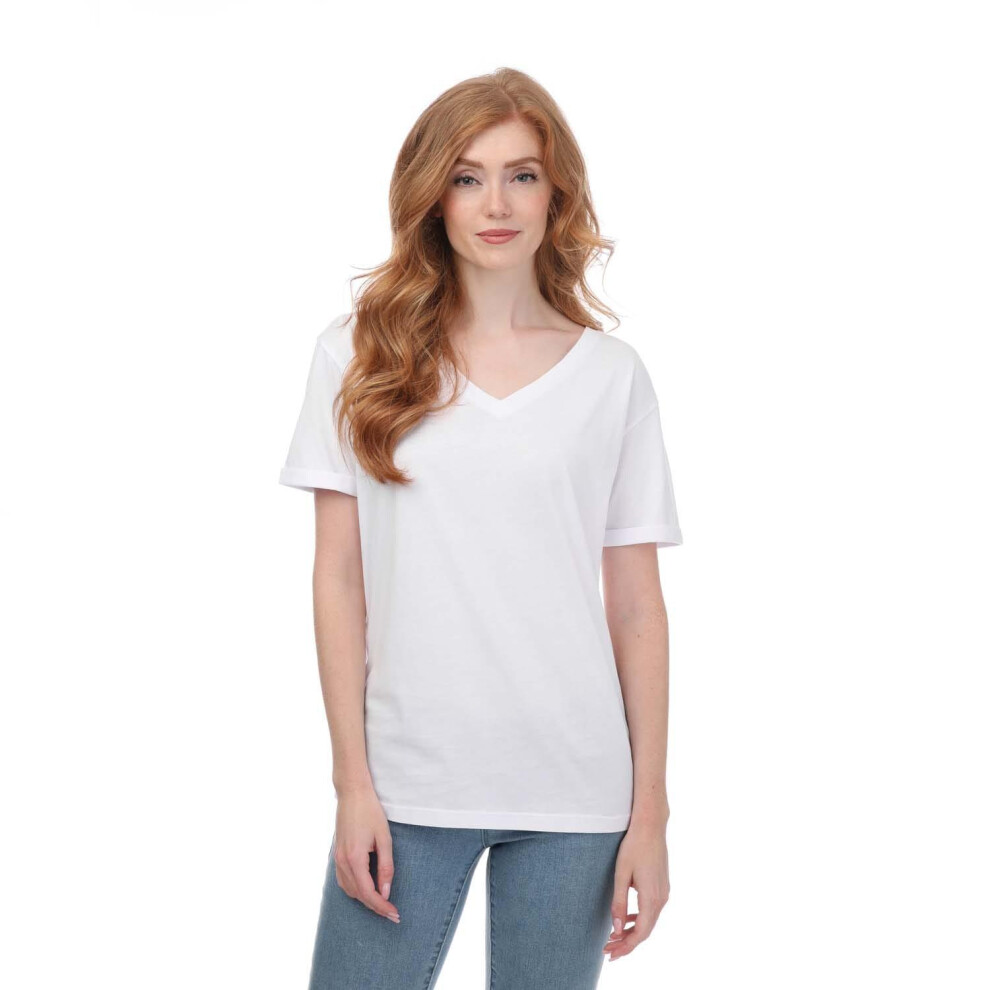(6 UK, White) Armani Womens/Ladies V Neck T-Shirt