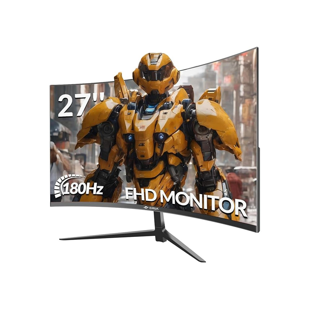 Crua 27" 165Hz/180Hz Curved Gaming Monitor, Fhd 1080P Va Screen, 99% Srgb Computer Monitors Support Freesync, Pc Monitor
