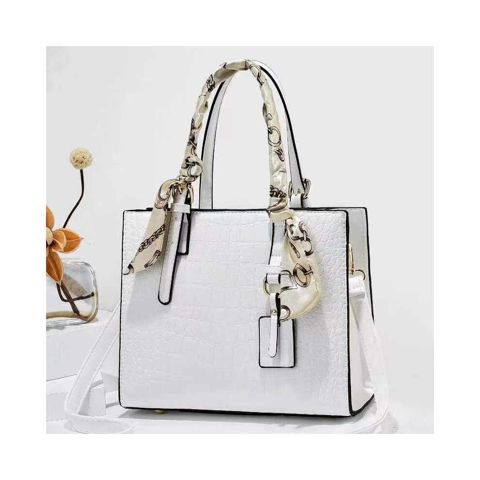 (White) Trendy Sophisticated And Structured Handbag For Women With Adjustable Strap Shoulder