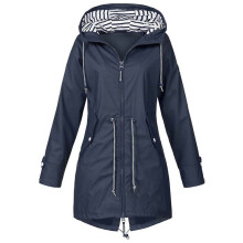 (Darkblue, 5XL) Women Waterproof Wind Jacket Coat Raincoat Ladies Hoodies Outwear Zipper Outdoor
