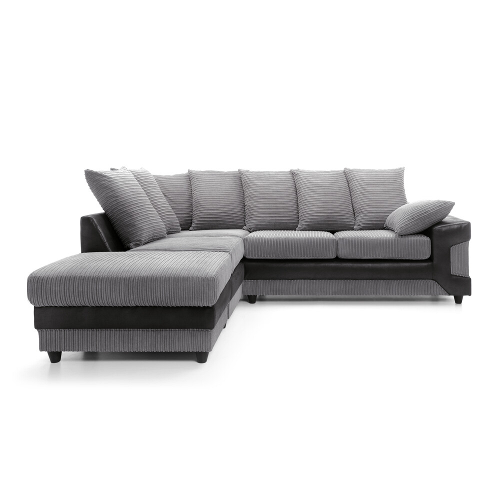 Snugg Furniture (Left Hand Corner, Black & Grey) Kensington Corner Sofa Black,Grey