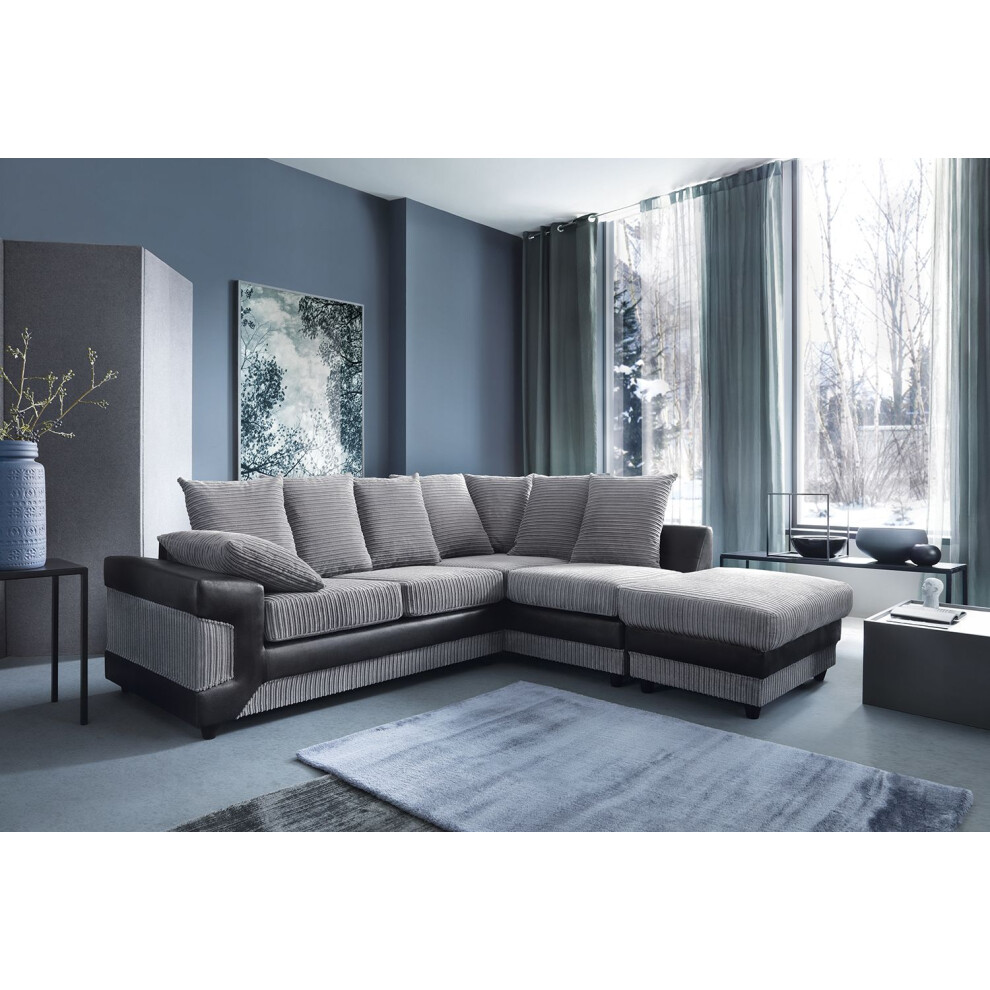 Snugg Furniture (Right Hand Corner, Black & Grey) Kensington Corner Sofa Black,Grey