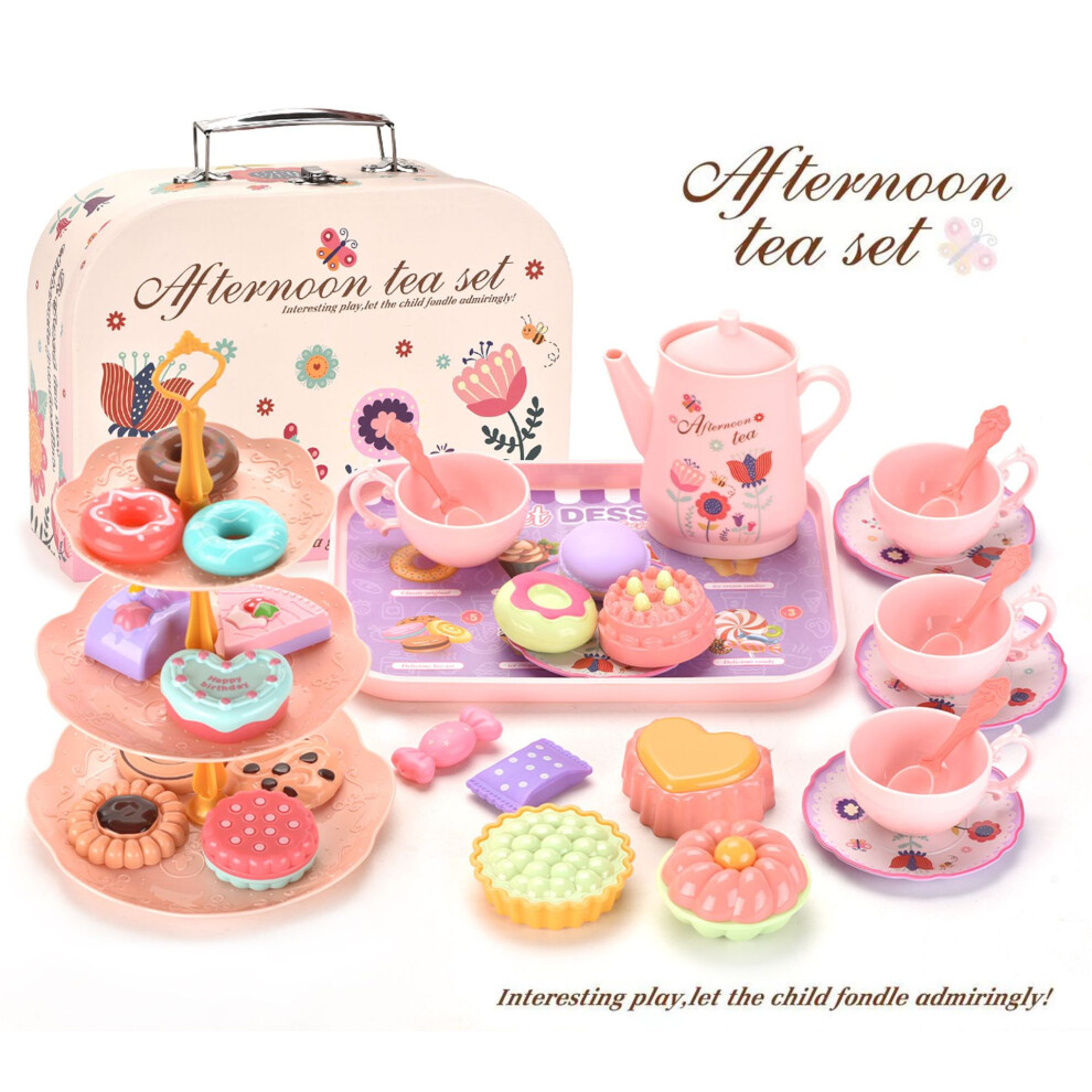 (8061) Delightful Kids Tea Time Playset Featuring Adorable Tin Tea Pastries Set And