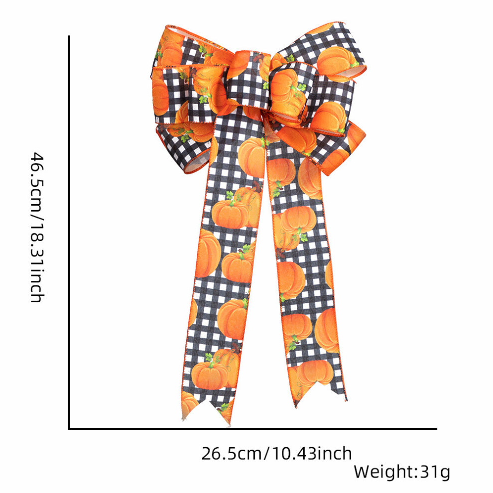 (9 Ear Pumpkin Plaid) Maple Unique Thanksgiving Leaf Bow Designs For Pumpkin And Holiday Party Decor-image-OPC-PGTXV7K-NEW