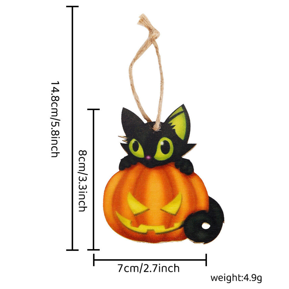 (Black Cat Pumpkin) Wooden Unique Halloween Ghost Pumpkin Hanging Ornaments Perfect For Decor Party Spooky-image-OPC-PGTXVB7-NEW
