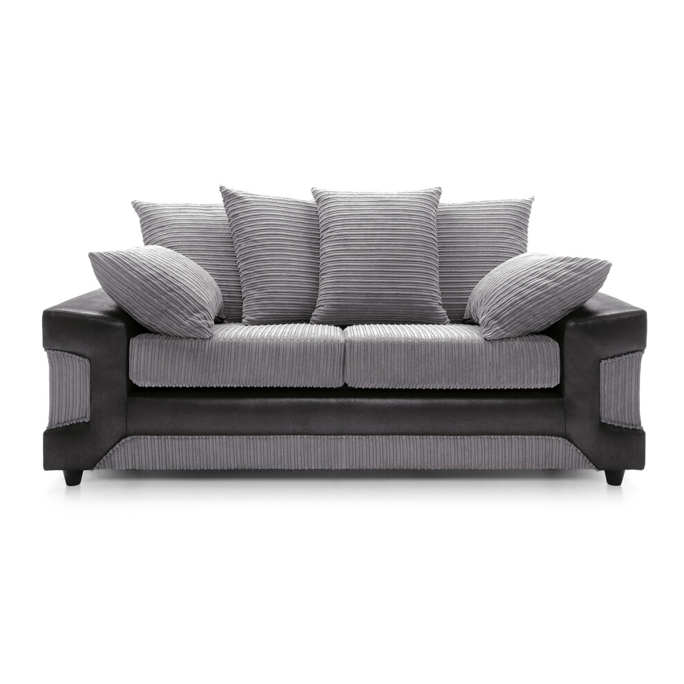 Snugg Furniture (3 Seater, Black & Grey) Kensington 3 Seater And 2 Seater Sofa Black,Grey