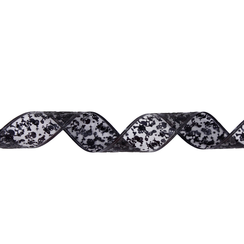 (2m, Gold Skull Ribbon) Decorative Warm Led String Lights With Double Layer Pumpkin Ribbons And Skull-image-OPC-PGTXWHV-NEW