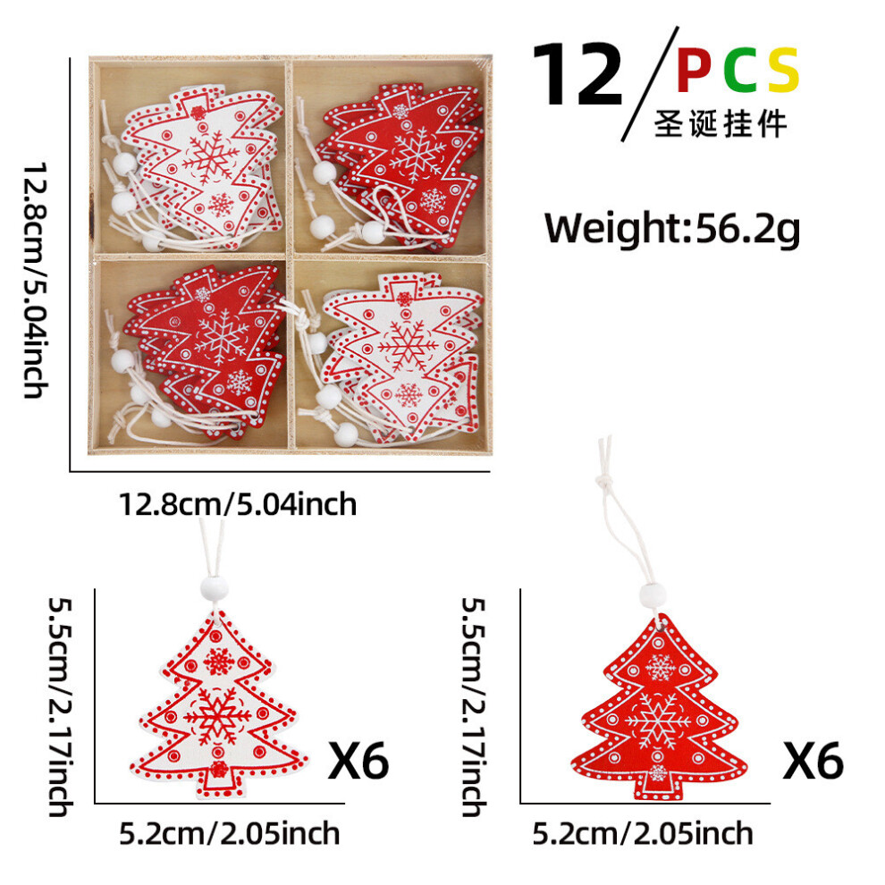 (Tree) Wooden Joyful Christmas Hanging Ornaments Set With Reindeer Snowflakes Designs Tree And-image-OPC-PGTXZTV-NEW