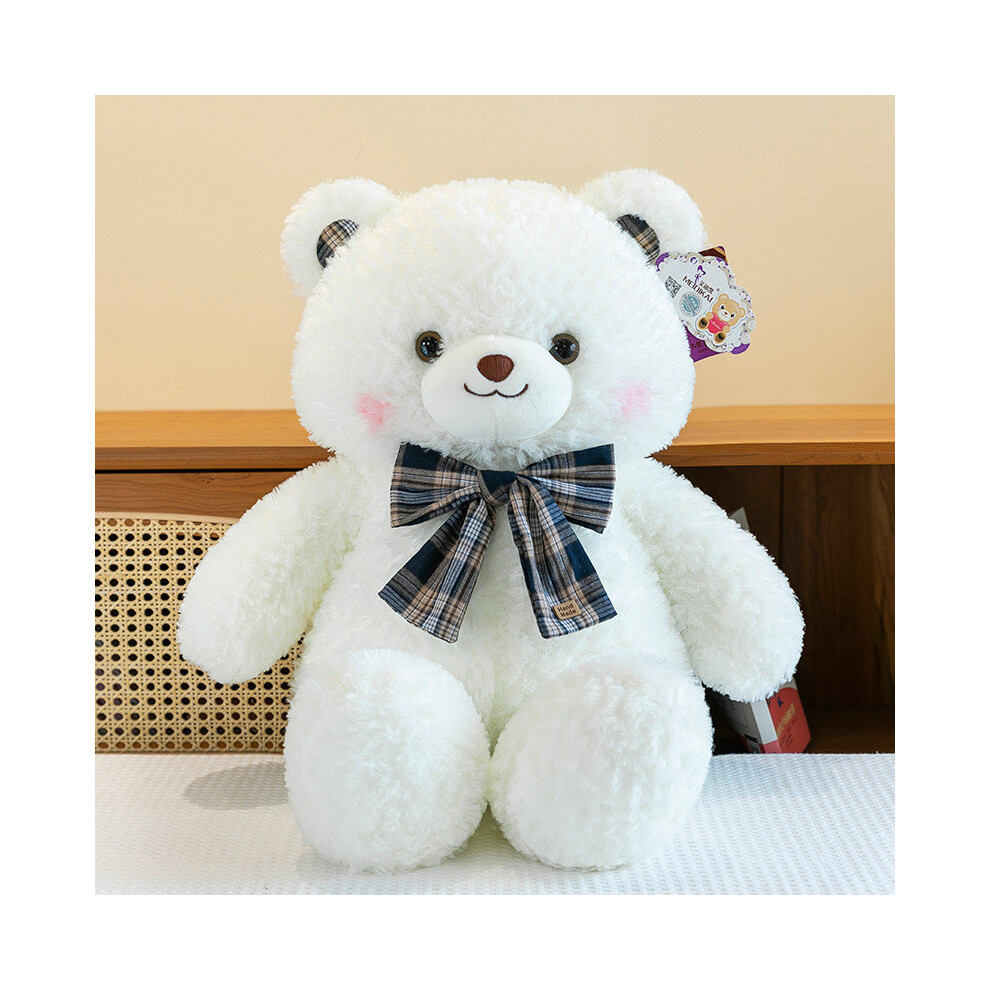 (Black White, 40Cm/15.75In) Bear Bowknot Teddy Plush Toy Cartoon Stuffed Doll Decoration Gift Cute Kids White,Black