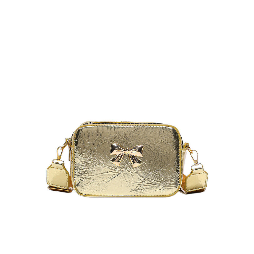 (Gold) Style Korean Chic Small Square Bag For Women With Elegant Bow Colors Trendy And