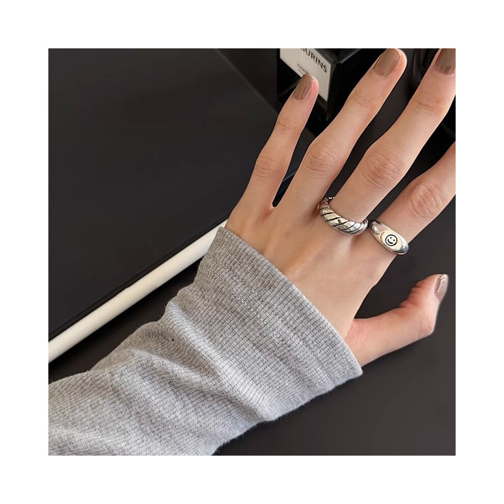 Unique Geometric Open Ring With Playful Smile Face For Forward Fashion Women-image-OPC-PGTYS9B-NEW