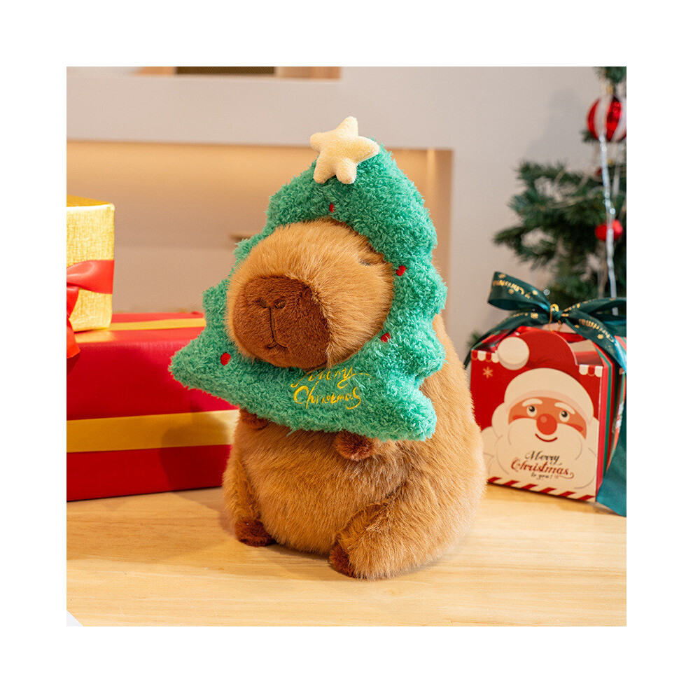 (Tree) Capybara Christmas Plush Toy Stuffed Animal Doll Santa Hat Xmas Decor Gift Party