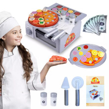 With Wooden Oven Pizza Pretend Play Set Kitchen Toy Realistic Toppings And Tools