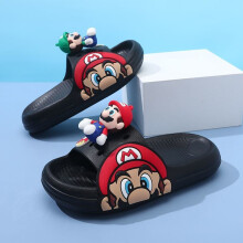 (Black Mario, 3233) Safe And Lightweight Crayon Shinchan Boys Indoor Slippers Summer Eva Slides For Active Play