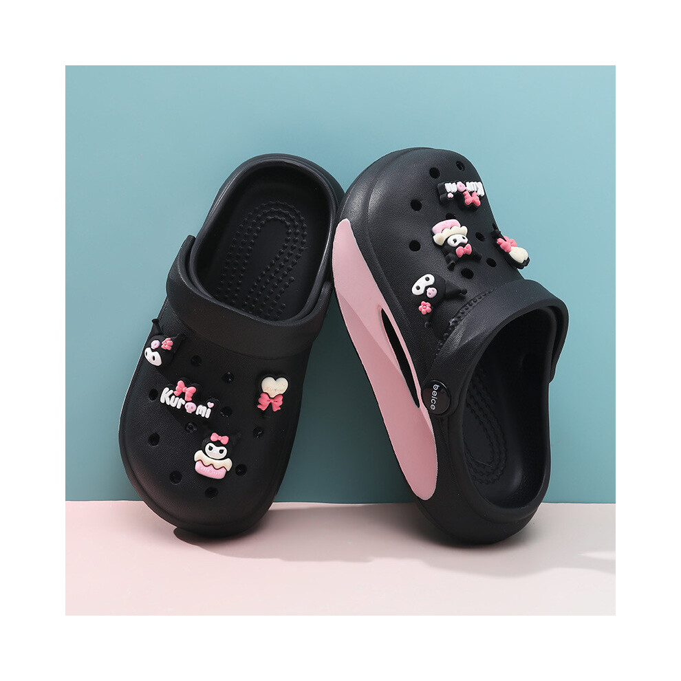 (Black Kuromi, 39/40) Airy And Fashionable Girls Summer Clogs Nonslip Beach Sandals Eva Footwear Lightweight