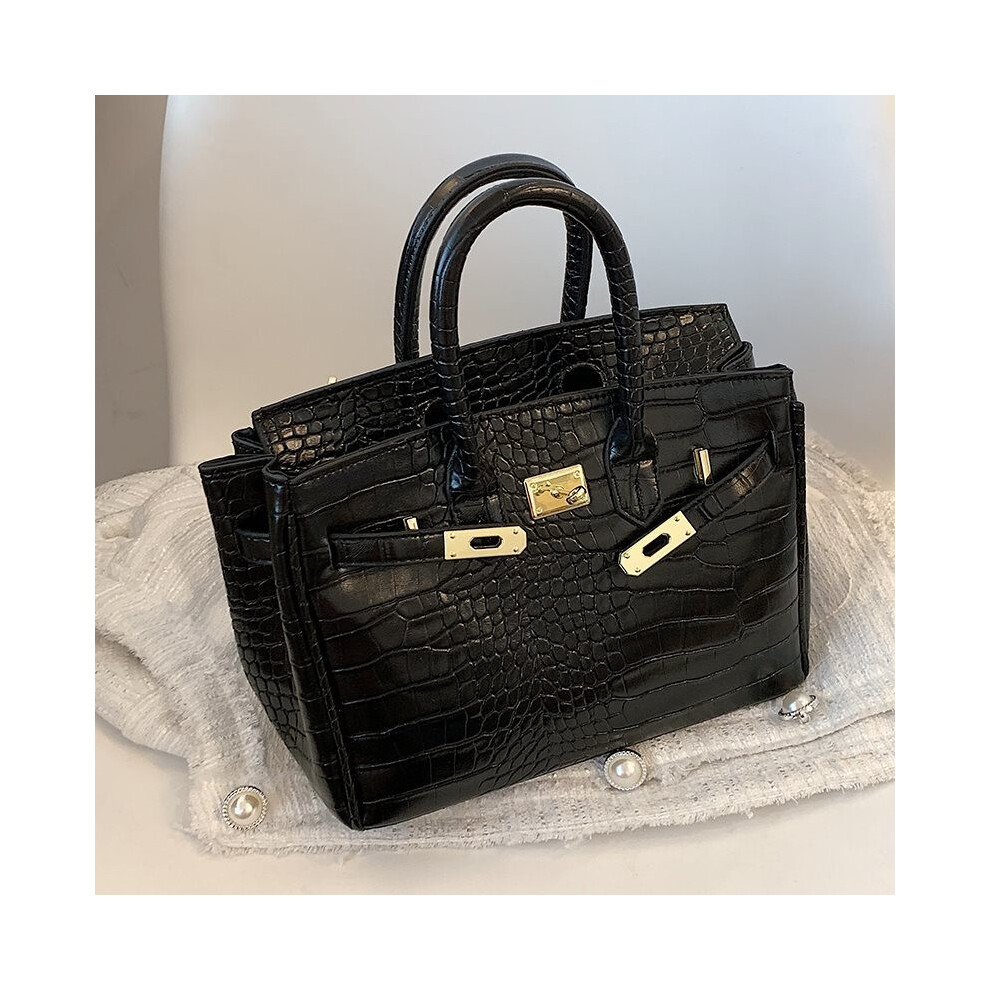 (Black) Pattern Crocodile Fashionforward Tote Bag For Women Elegant And Soft Handbag Ideal For Casual Formal And Outfits