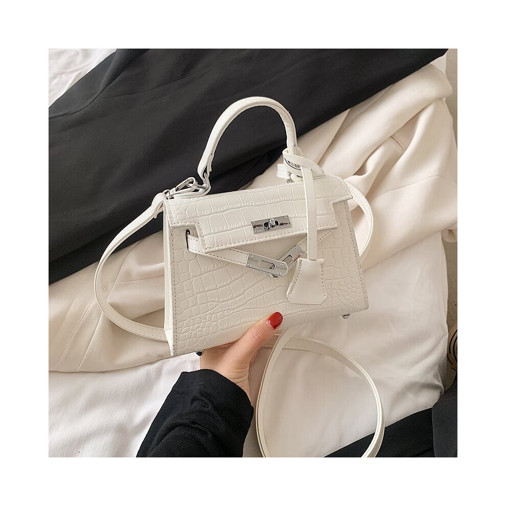 (White Mini Crocodile) Beautiful Coffee Deep Crocodile Print Small Handbag For Women Great For Adding To Style Outfits