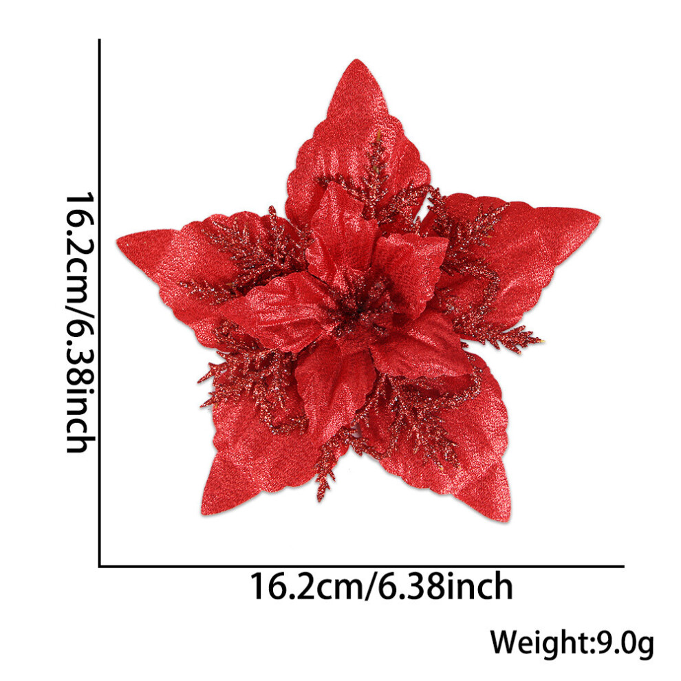 (Pink Christmas Flower) Beautiful Christmas 16cm Faux Flower Head With Glittery Gold Silver And Accents Red-image-OPC-PGTZR6P-NEW