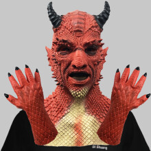 (Berry Set) Beriael Scary Latex Mask And Gloves Set For Halloween Costume And Parties Events