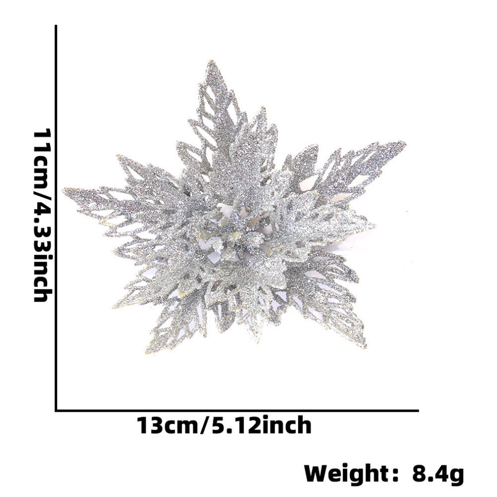 (Silver) 13cm Shimmering Exquisite Christmas Floral Decoration In Various Colors For Stylish Arrangements Holiday-image-OPC-PGTZRXF-NEW