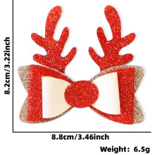 (Moose Antler Bow) Snowflake Red Charming Bow Hair Clip Featuring Festive Reindeer Kids For Antlers